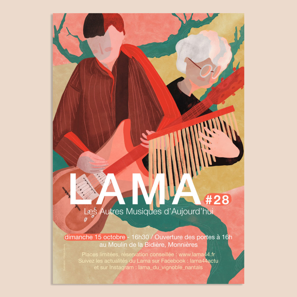 Affiche pour le Lama, concerts dans le vignoble nantais